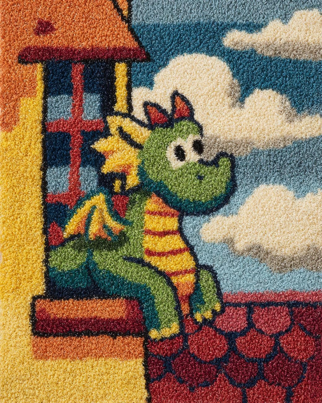 AMBATTERY Latch Hook Tapestry Kit Cartoon Dragon 60x40cm