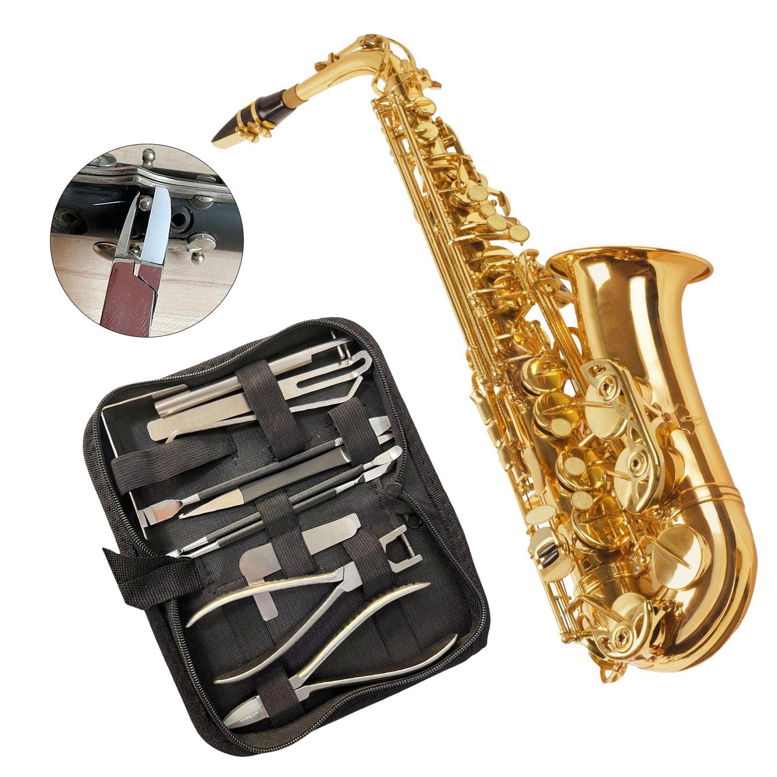 Multifunctional Sax Repair Tool Saxophone Maintenance Wrench And Spring Pliers Instrument Repair Set For Woodwinds