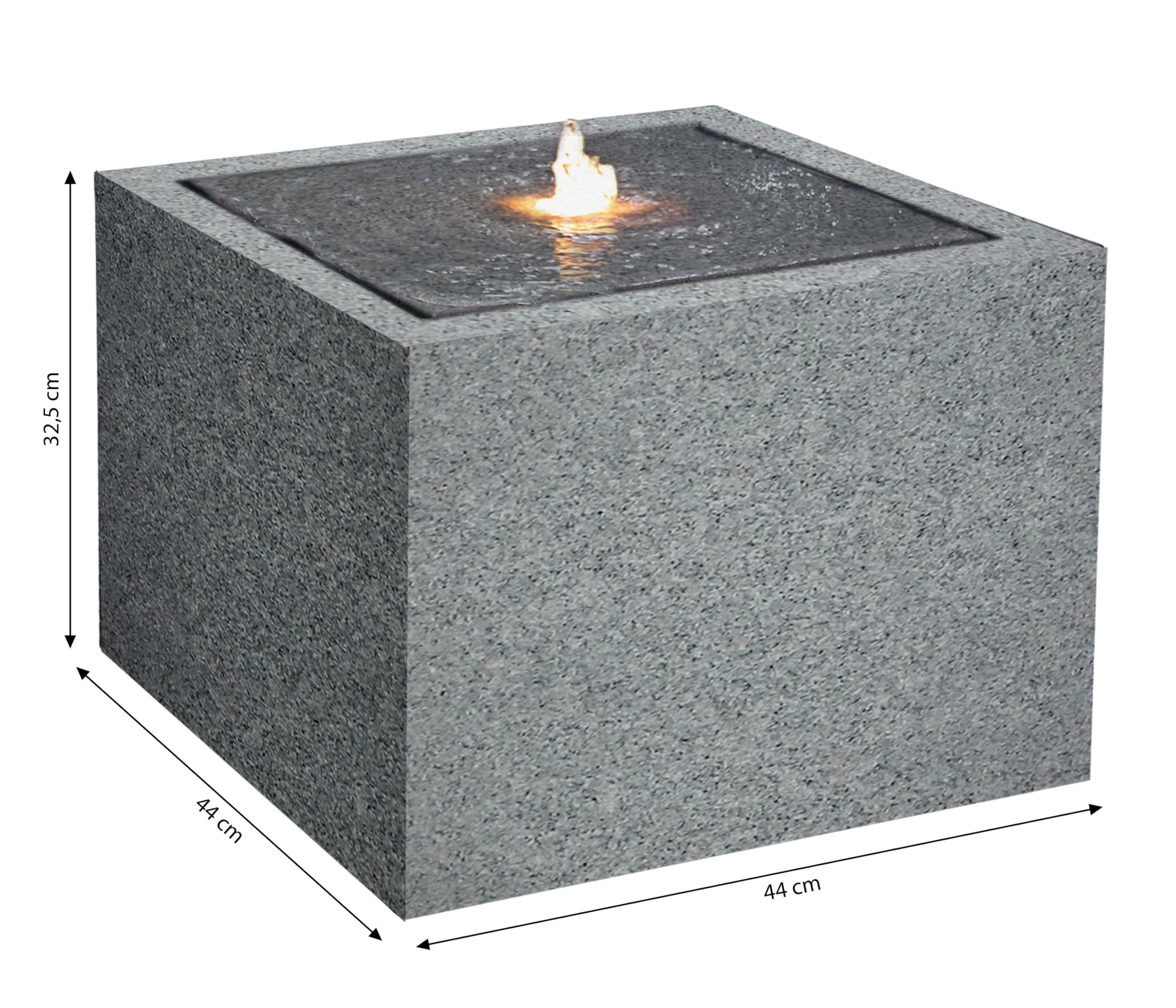 Fontaine Solaire Biala Résistante au Gel Extérieur Éclairage LED 32,5 x 44 x 44 cm Polyéthylène Gris