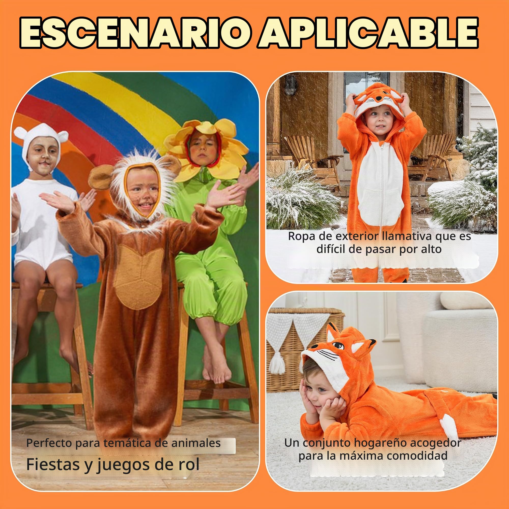 Disfraz de Animal para Niños, Mono de Franela con Capucha para Carnaval | Disfraz Rana Zorro Conejo para Niños,Disfraz Halloween Niño,1-5 Años