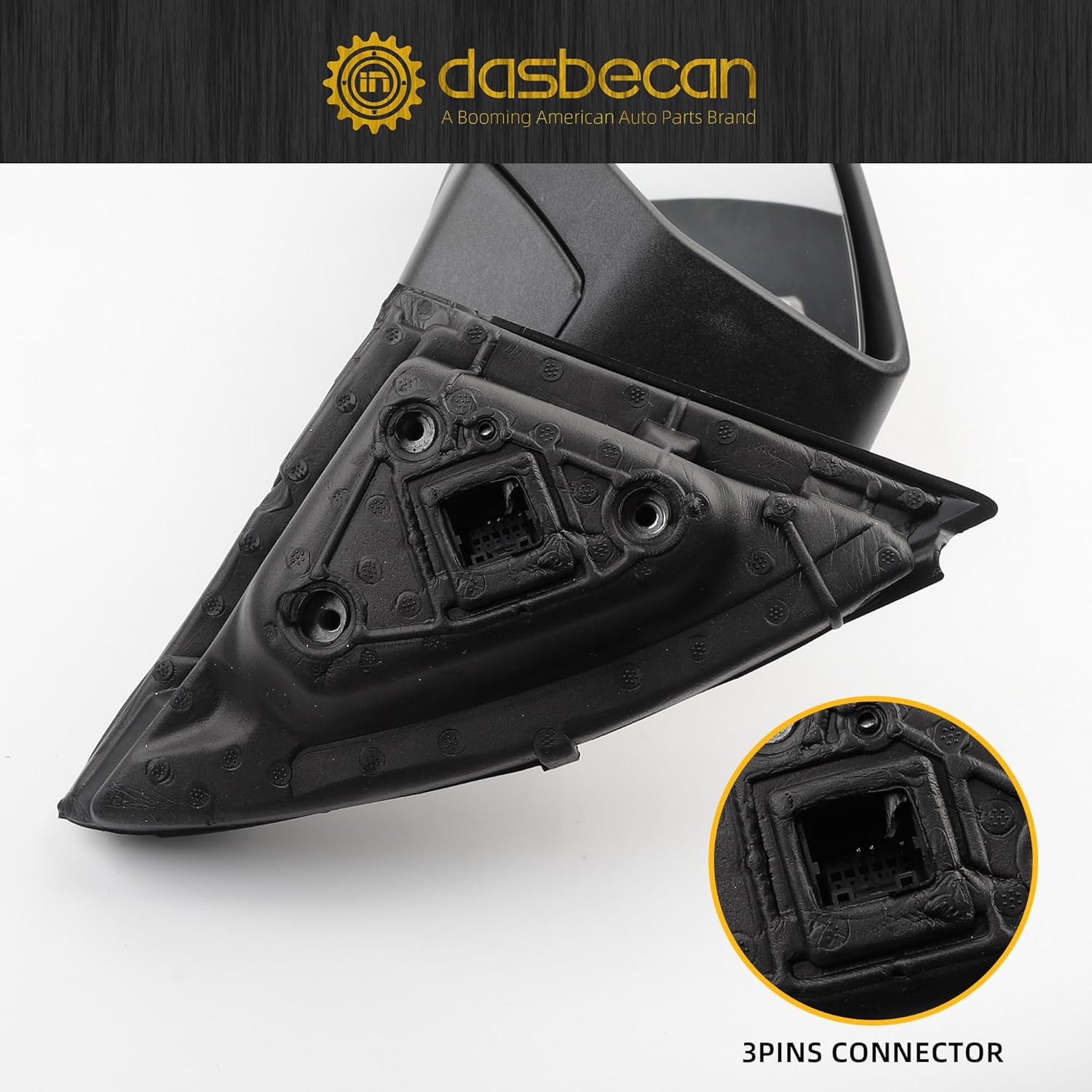 Dasbecan Left Driver Side Mirror Compatible with Chevrolet Chevy Impala 2014-2019 Manual Folding Power Glass Non-Heated Black 3Pins Replaces 22936946