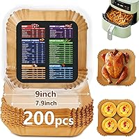 Vista 10 de 200 forros desechables para freidora de aire, redondos, antiadherentes, de 7.9 pulgadas, papel pergamino de grado alimenticio para freidoras de aire