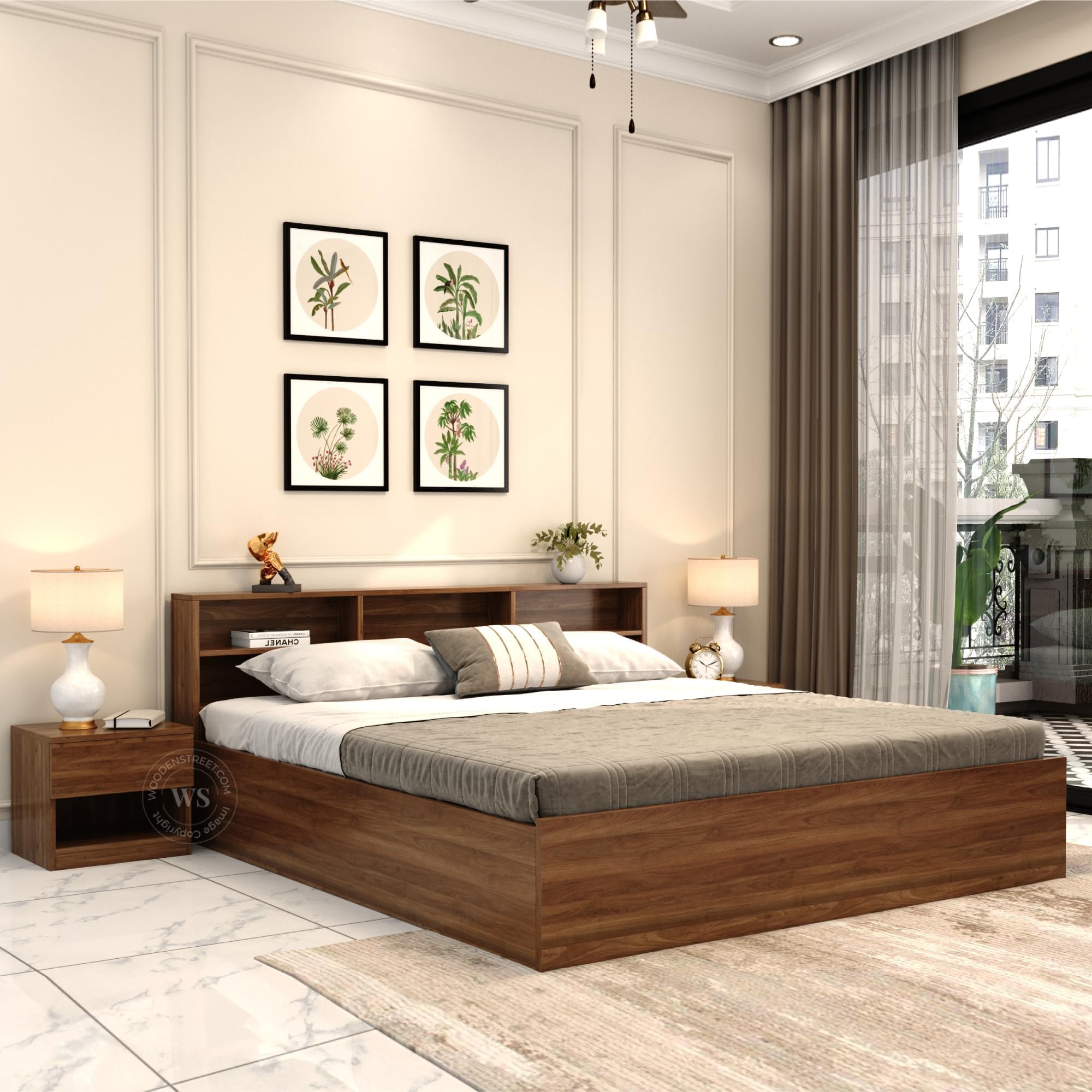 WoodenStreet™ Barriss King Size Bed Elegant Double Bed with Storage in Premium Engineered Wood, Columbian Walnut Finish, 1-Year Warranty. (B0DHCJWWM4) Amazon Price History, Amazon Price Tracker