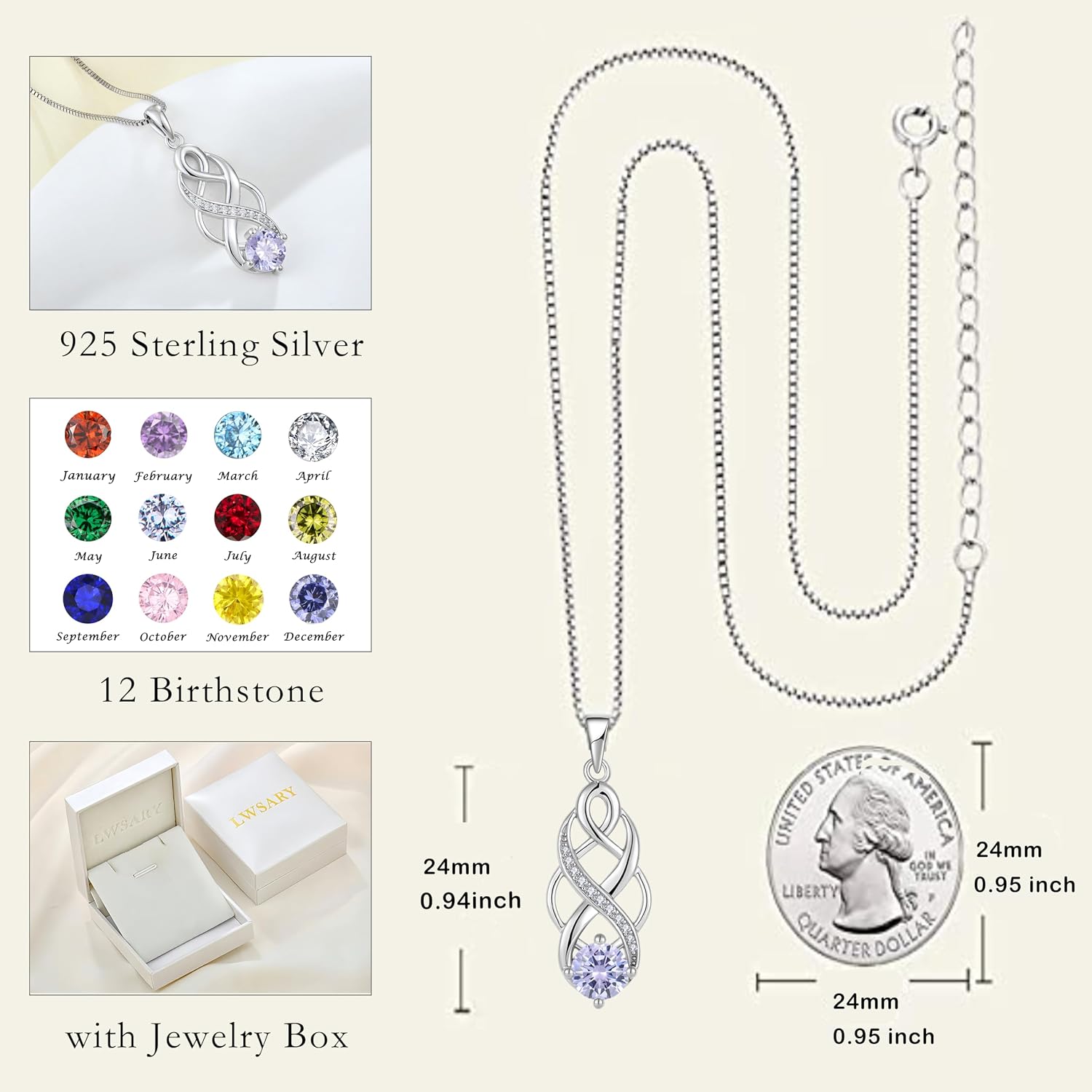 Infinity Irish Celtic Knot Jewelry Set for Women Alexandrite Necklace & Earrings & Bracelet June Birthstone Jewelry Gifts
