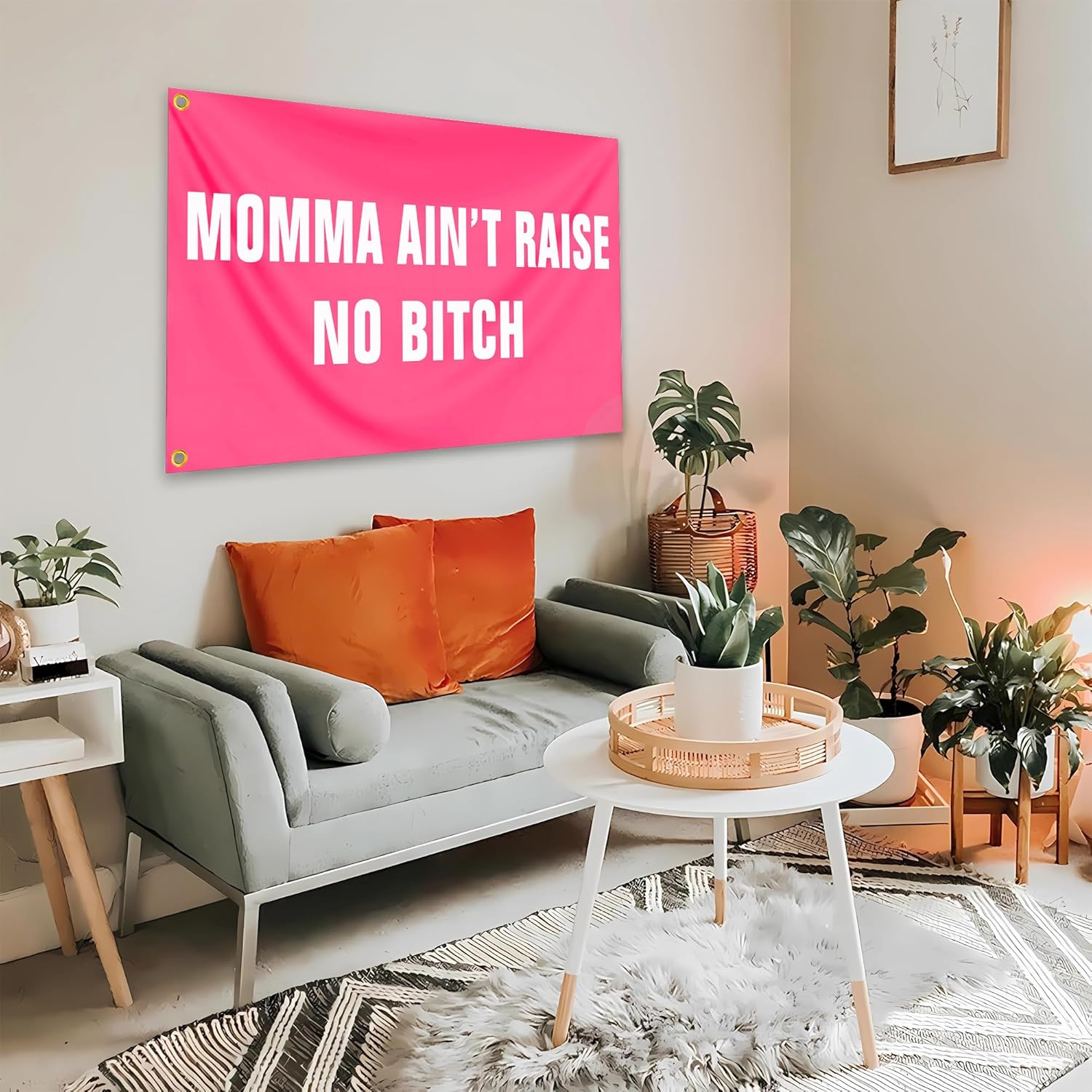 Momma Aint Raise No Bitch Flag 3x5 Ft Funny Pink Tapestry Durable polyester for Room Teen Girls Indoor Bedroom and College Dorm Wall Banner Flag Decor - Image 6