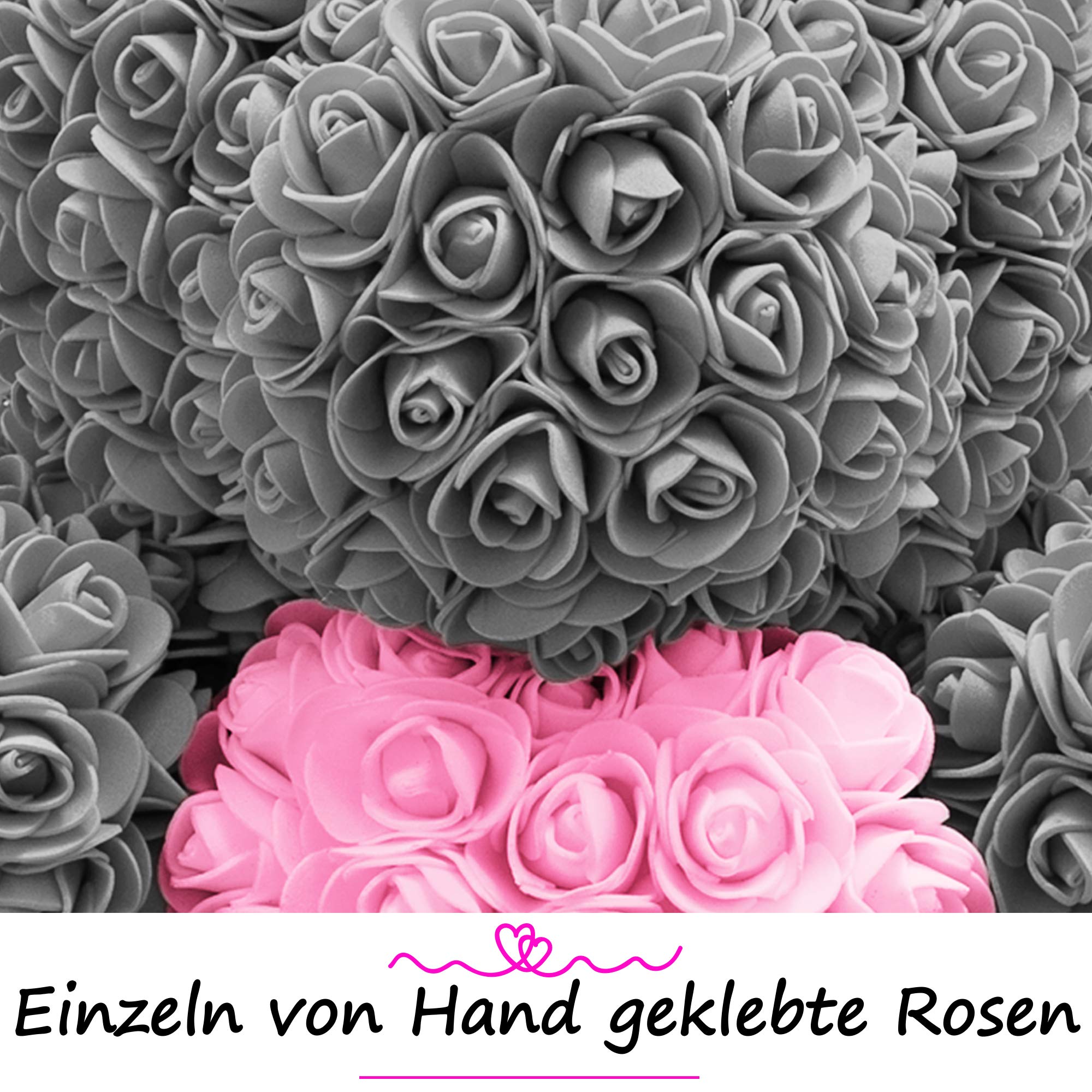 NADIR Rosen Bär Blumenbär mit Geschenkbox, Geburtstagsgeschenk für Frauen, Geschenk für Freundin zum Geburtstag Jahrestag, Rose Bear Teddybär, Geschenk Hochzeitstag