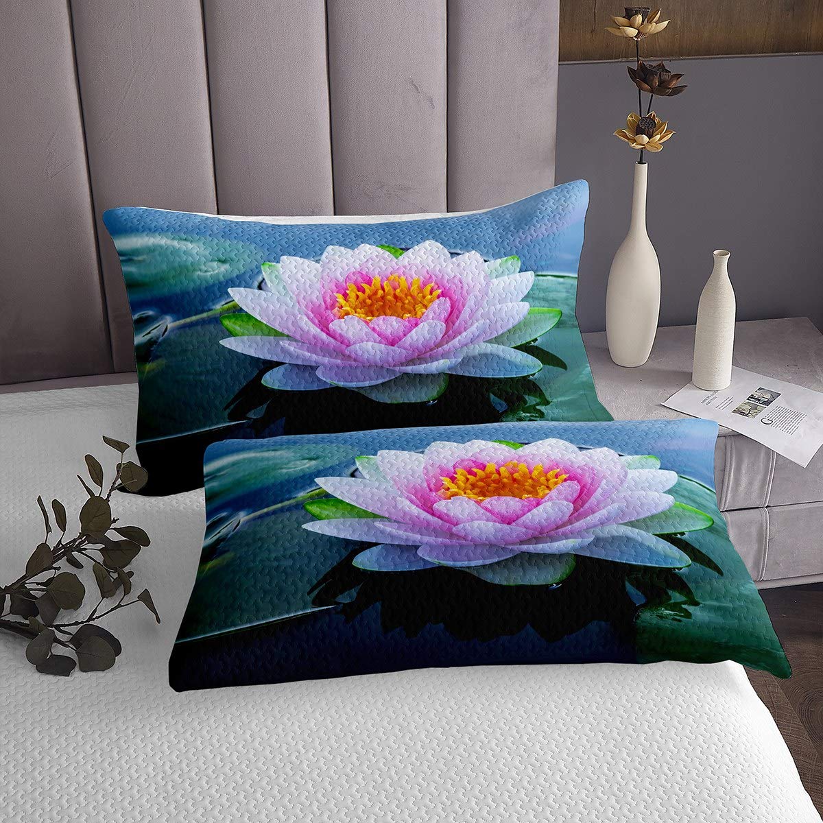Tbrand, copriletto trapuntato con fiori di loto in 3D con stampa floreale trapuntata, per bambini, ragazzi, ragazze, ragazzi, ragazzi, ragazzi, ragazzi, decorazioni spirituali zen, set trapuntato, 3