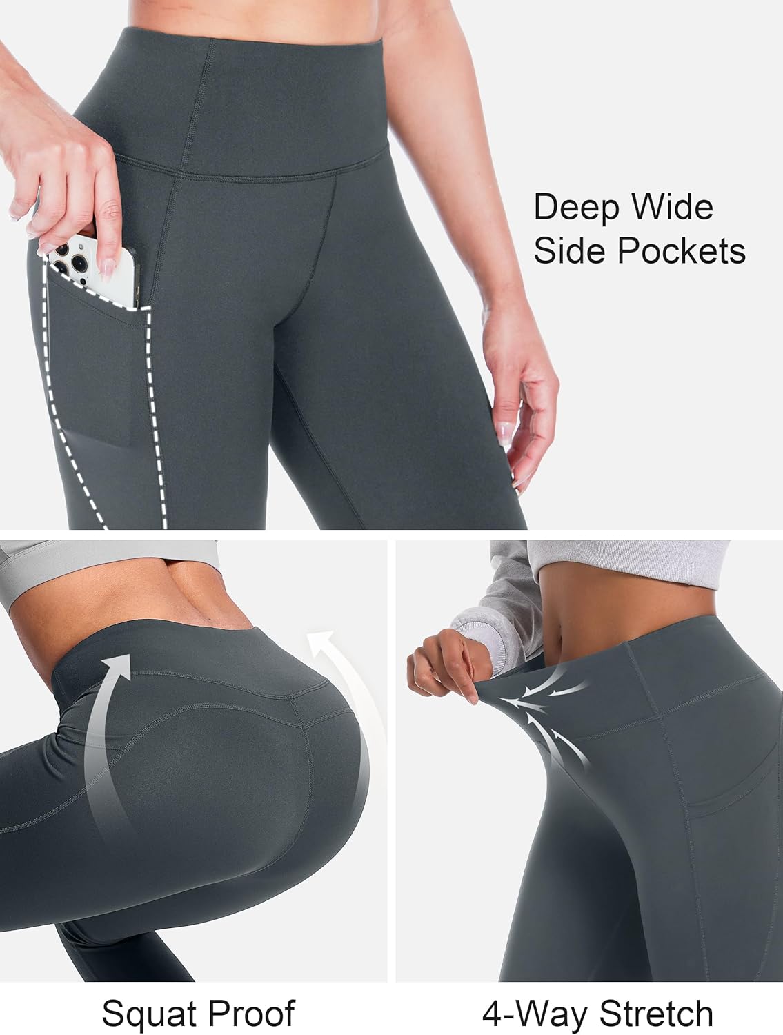 SEVEGO Women's 28"/31"/34"/36" Fleece Lined Yoga Leggings Thermal Winter High Waisted Workouts Pants with Pockets - Image 4