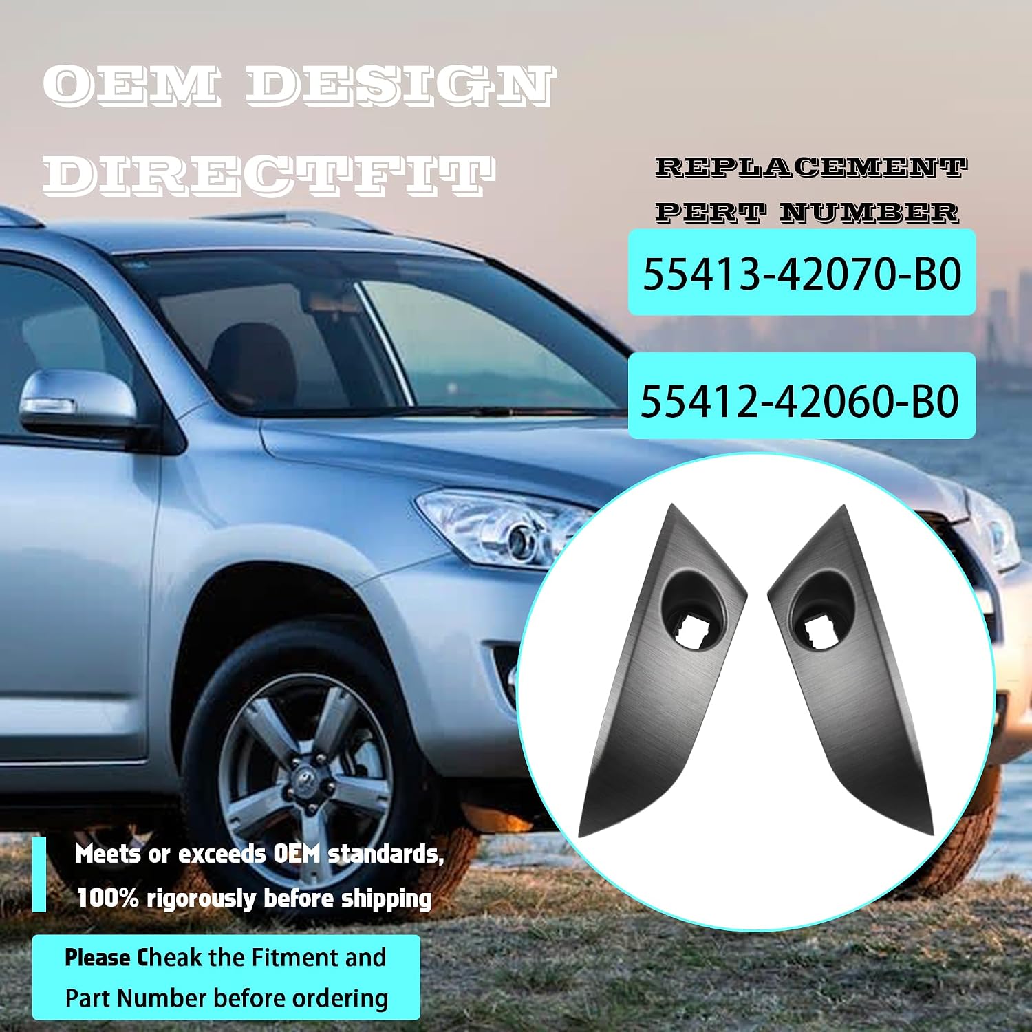1 Pair Central Dashboard Cover Strip Trim Left and Right Compatible with 2006-2012 Toyota RAV4 Base Limited EV Sport Replaces 55413-42070-B0 55412-42060-B0