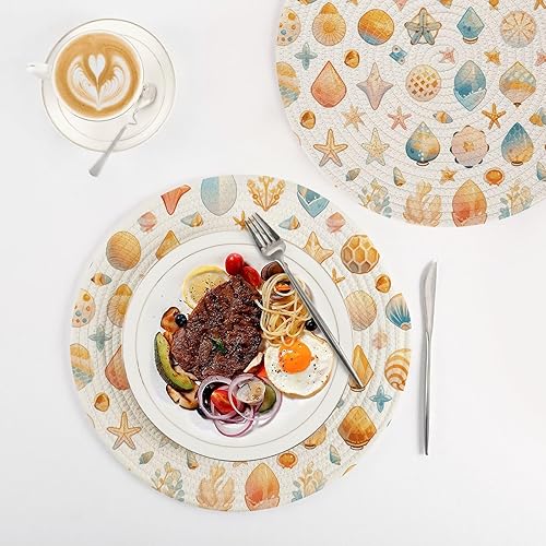 Miniatura 4 de 3 unidades de salvamanteles extragrandes con diseño de olas oceánicas, estrellas de mar de playa, color blanco para platos calientes, tejido de hilo