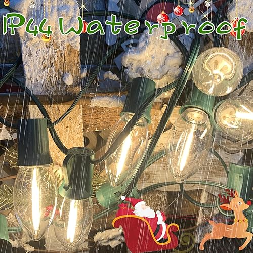Miniatura 10 de Abeja Paquete de 25 bombillas LED C9 de Navidad, bombillas LED C9 inastillables rojas de repuesto para tira de luces de Navidad, base intermedia