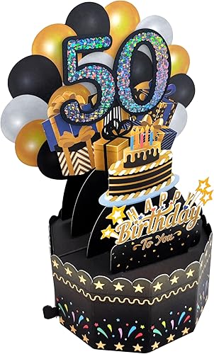 Miniatura 2 de AimtoHome Tarjetas de felicitación de cumpleaños de 50 cumpleaños 3D, tarjeta de felicitación de cumpleaños para hombres, mujeres, mamá y papá con