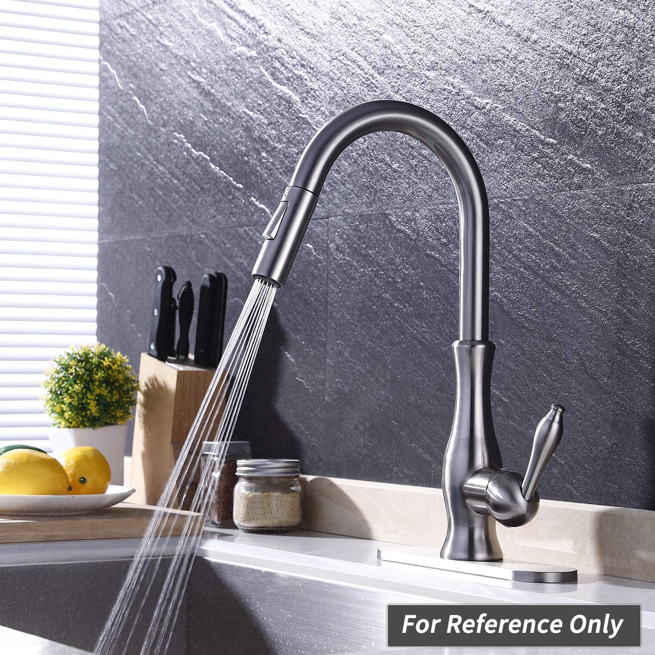 KES Kitchen Tap Głowica natryskowa Wymienna głowica do zlewu Wyciągana głowica natryskowa 2-funkcyjna Uniwersalna G 1/2 SUS304 Szczotkowana stal nierdzewna, PFS200-BS