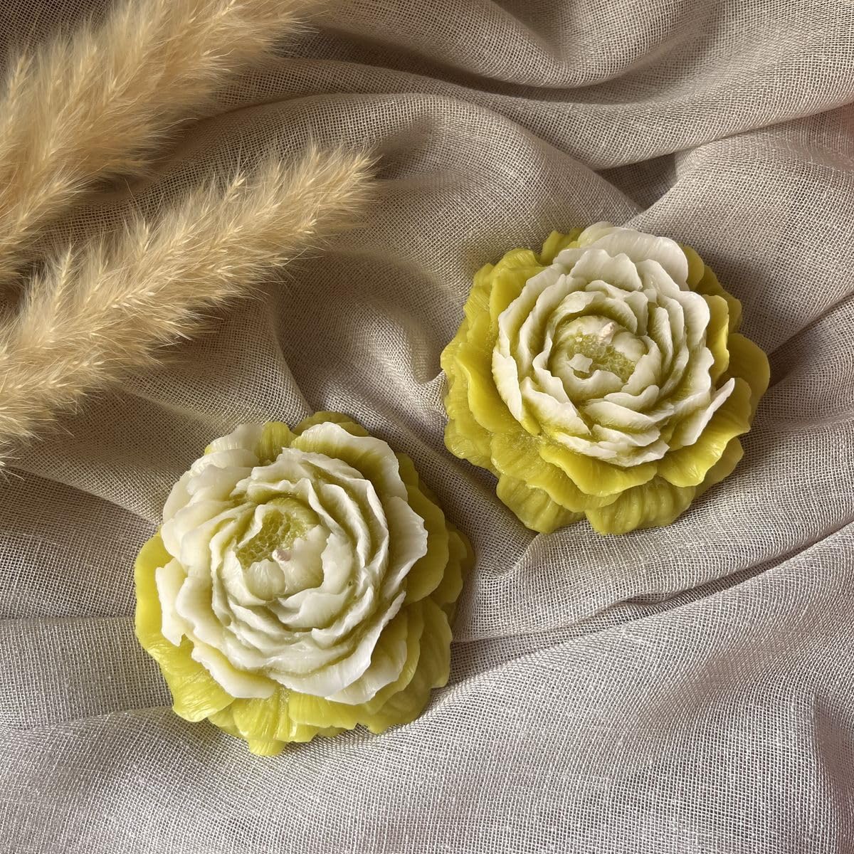 Yellow Floating peaony Candle aset of 4 Pieces for Diwali/Home décor/Gift Item