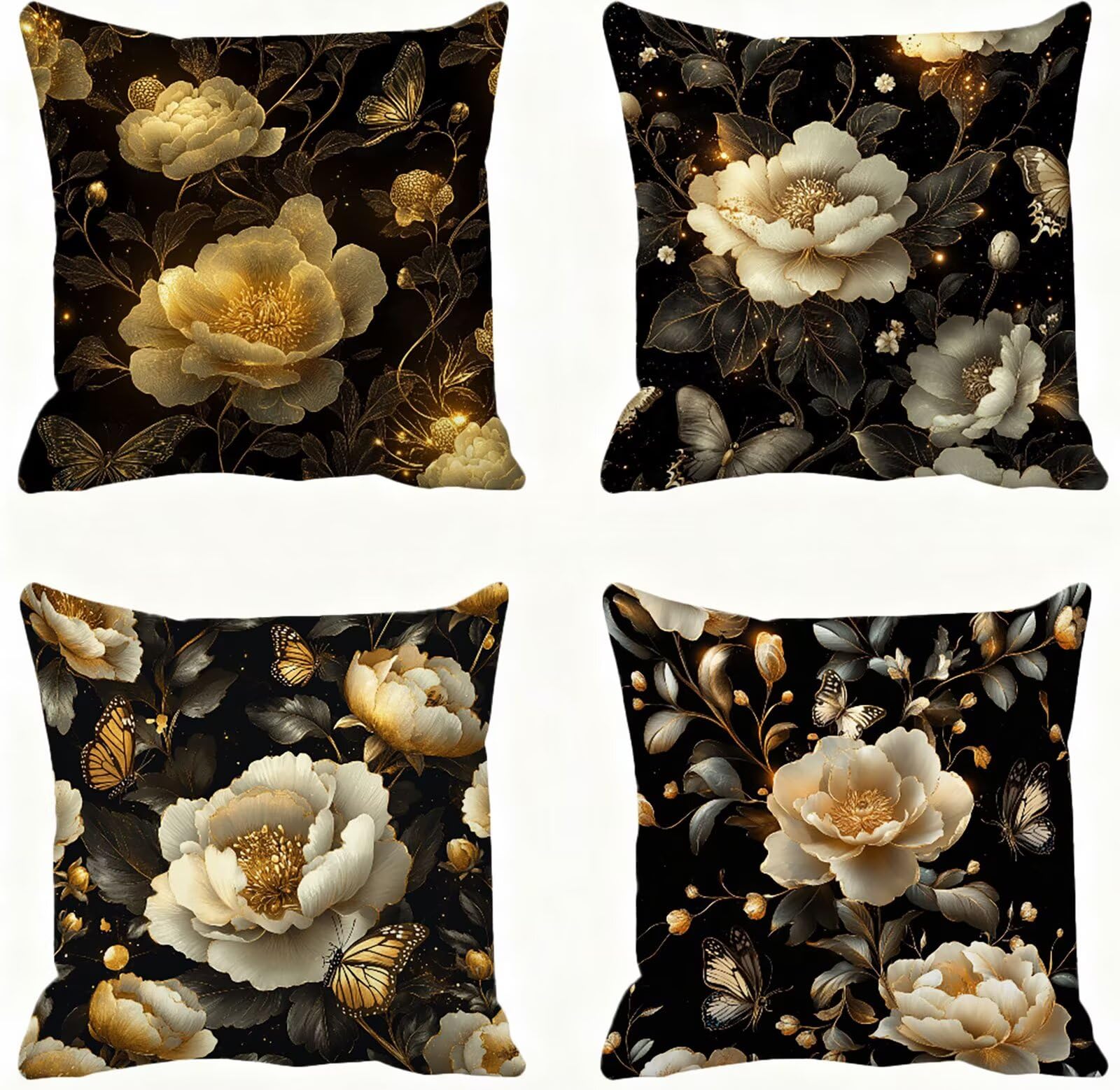 Beige Funda Cojin 60x60 Mariposa Funda Almohada 60x60 Cojines Sofa Súper Suave Fundas Cojines Decorativos Fundas Almohadas 4 Piezas Cervicales y Cuello, para Hogar Sofa Cama Salon Decoracion E - 889