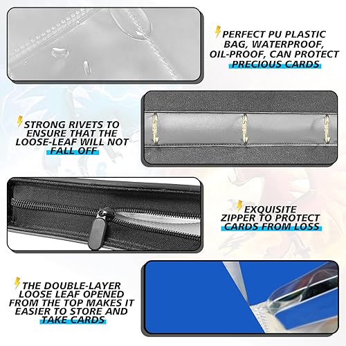 Miniatura 4 de Carpeta de tarjetas de 4 bolsillos compatible con tarjetas de Pokémon, tarjetas deportivas, tarjetas TCG, carpetas comerciales para juegos de