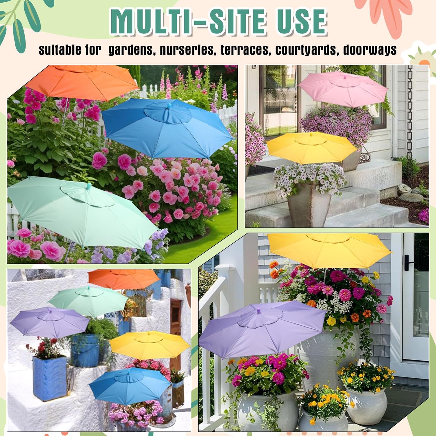 6 Pack Plant Shade Umbrellas for Outdoor Plant, 26" Larger Garden Umbrella Shade Cover Outdoor Canopy for Flower, Vegetable, Potted and Garden Beds Protection to ‌defend (Multicolor)