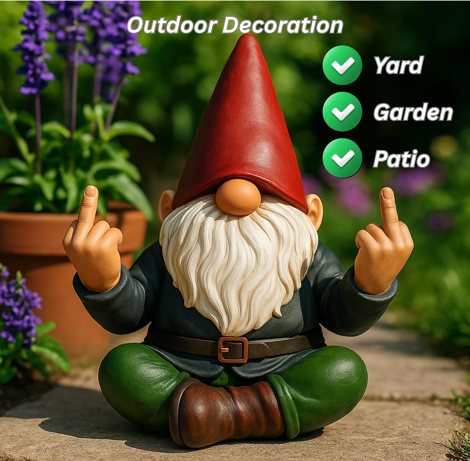 Garden Gnomes Outdoor Resin Statue, Middle Finger Gifts for Yard, Patio or Home, Winter and Spring Gnomes Gifts, Funny Gnome Figurine for Women and Men, Gnome Decor