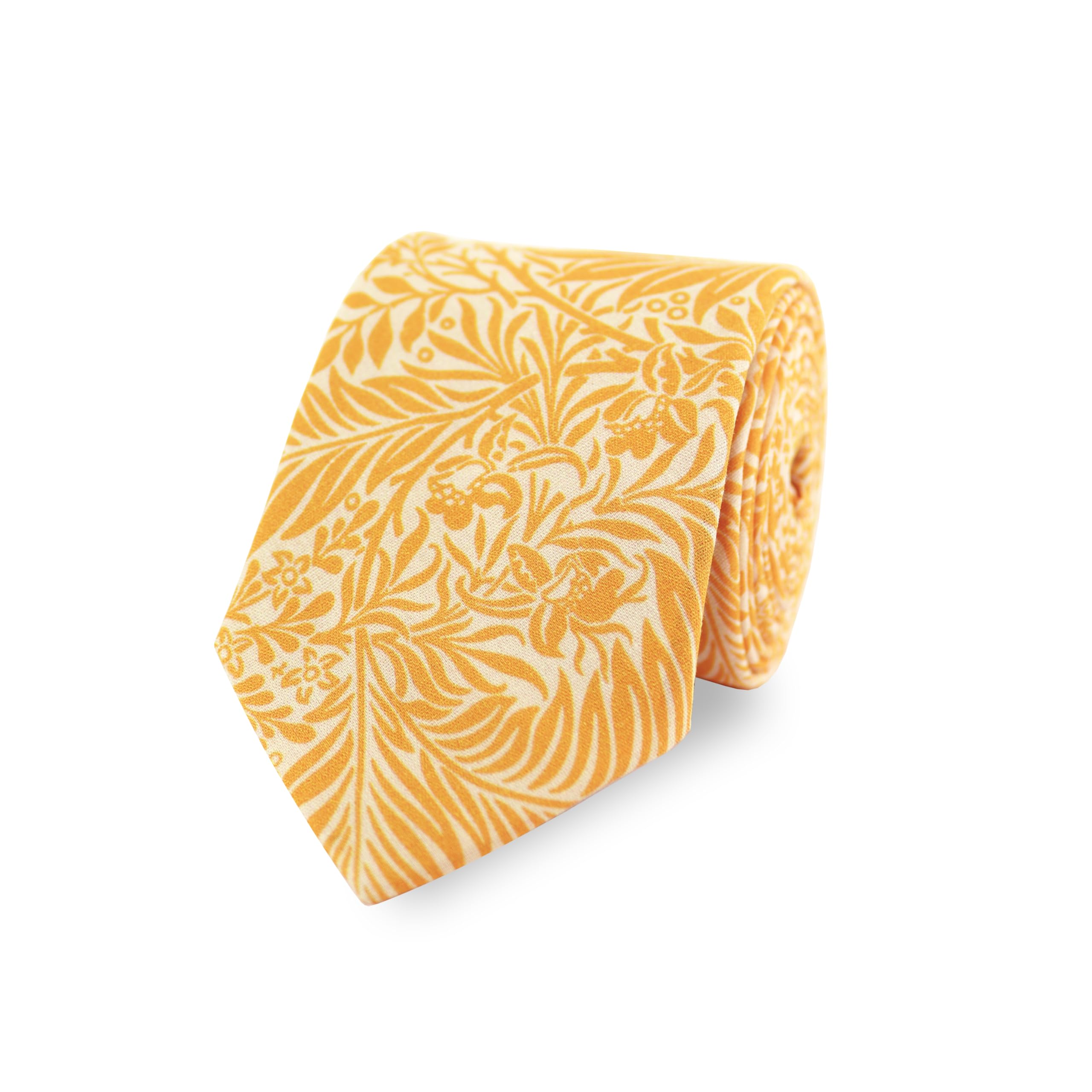The Gents Lab Men's Yellow & Yellow Floral Wedding Neck Tie Made From 100% Soft Cotton | Over 20+ Styles (Yellow & Yellow)