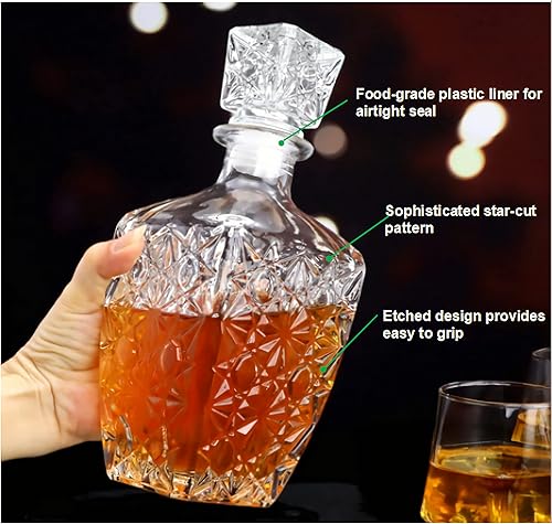 Miniatura 3 de Decantador de botella de licor, decantador de cristal sin plomo, decantador de whisky con tapón de vidrio hermético, decantador de alcohol de whisky