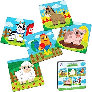 Comprar Puzzle 3 Años Madera - 5 Pack Puzzle De 9 Piezas para Niños Animales Educativo Desarrollo Cognitivo Motricidad Fina Puzles 4 Años 5 Años Aprendizaje Temprano Juguete Infantil (Granja de Animales)