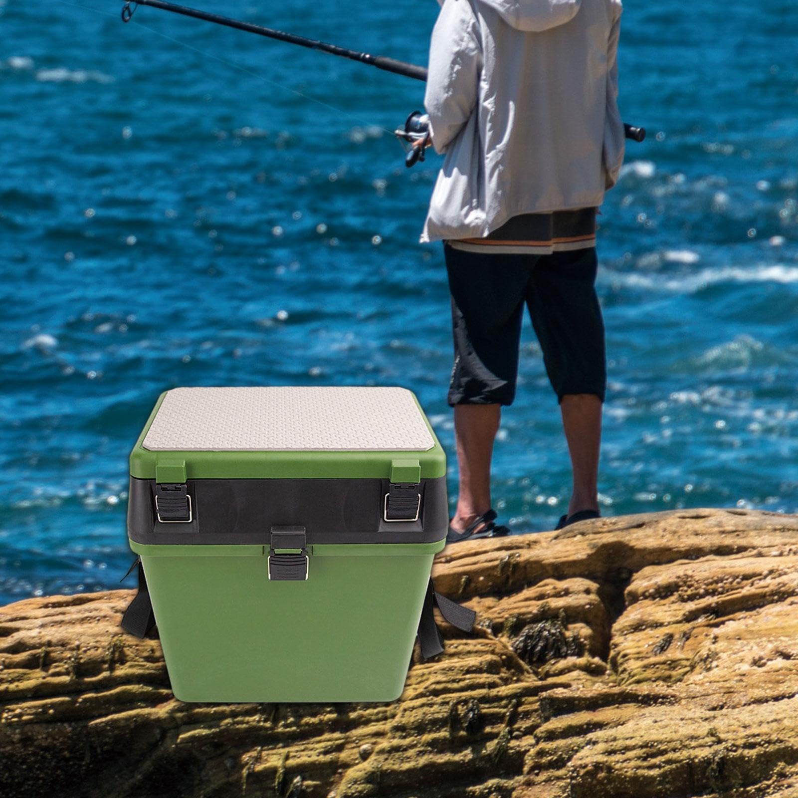 Sharplace Taburete de Asiento de Asiento de Almacenamiento de Caja de Pesca múltiples