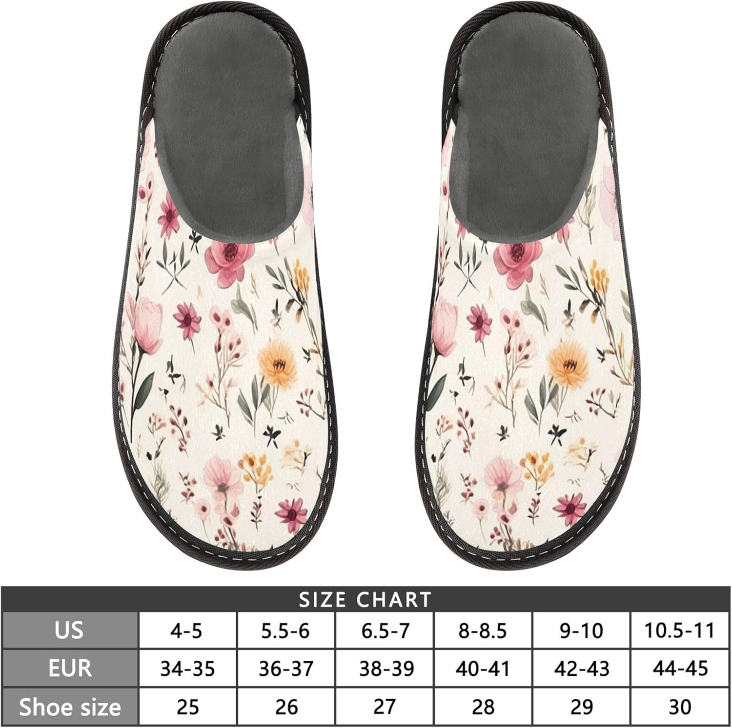 Boho Floral Garden Flower House Slippers – Cozy Fuzzy Slippers for Guests, Washable & Disposable, Perfect for Shoeless Home, Spa & Hotel Use A111011