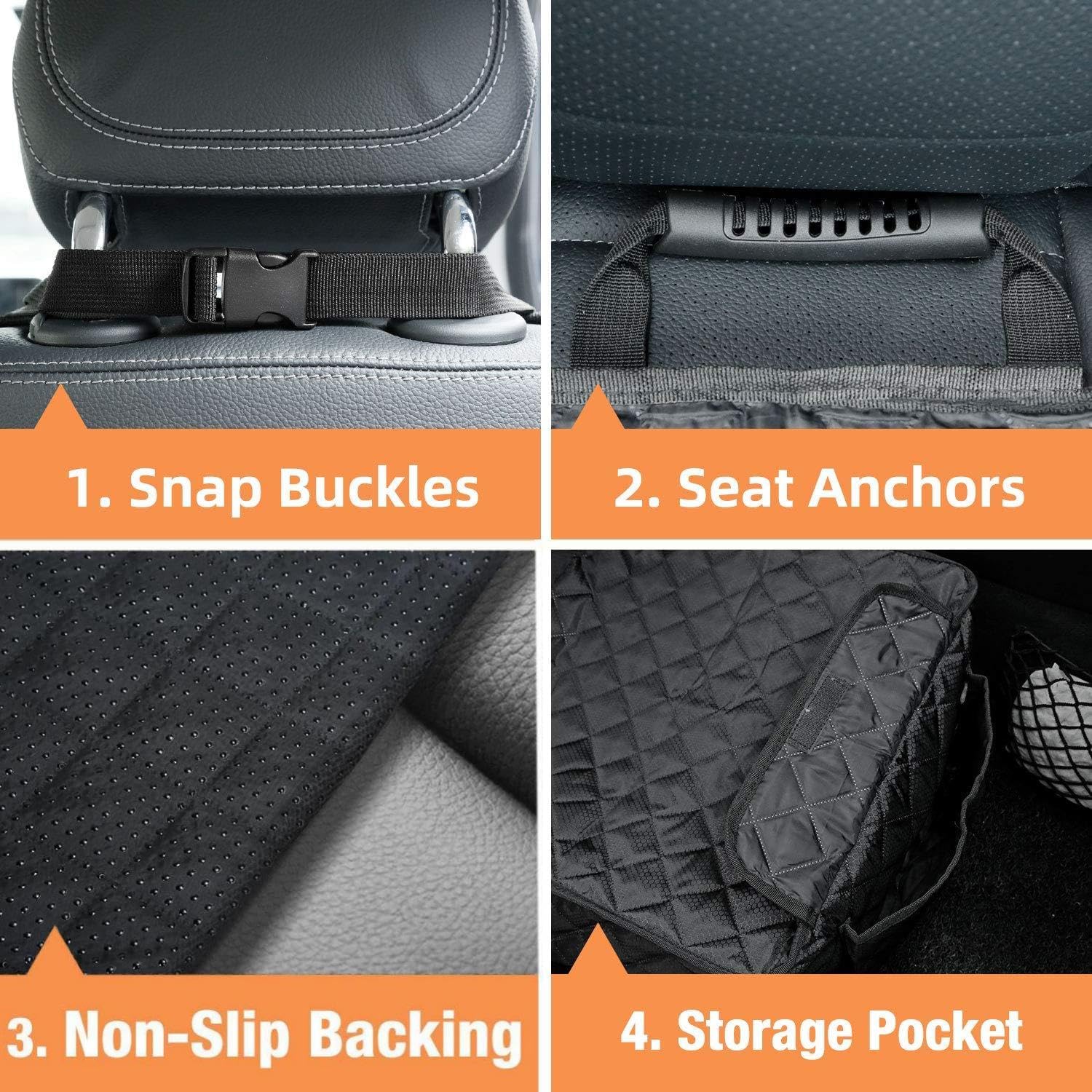 Waterproof Dog Seat Cover 2-Pack for Front Seats – Nonslip Scratchproof Captain Chair Covers with Side Flaps, Universal Fit for Cars, Trucks, SUVs, Jeep