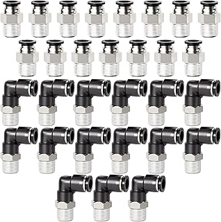 TAILONZ PNEUMATIC Elbow and Straight Combination 1/4 Inch Tube OD x 1/8 Inch NPT Thread Push to Connect Fittings PC-1/4-N1+PL-1/4-N1(Pack of 30)