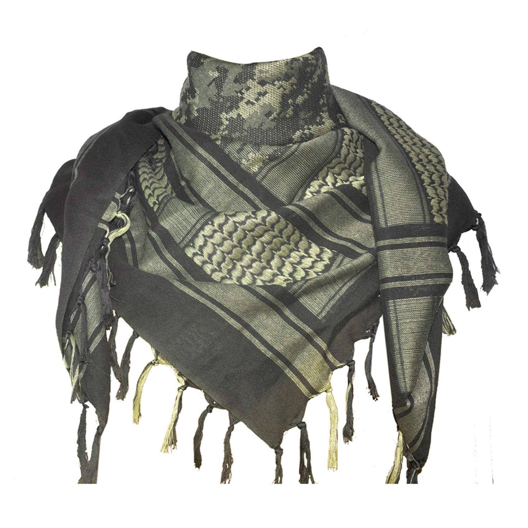 Cotton Shemagh Keffiyeh Tactical Desert Scarf Neck Head Wrap with Tassel for Men Women