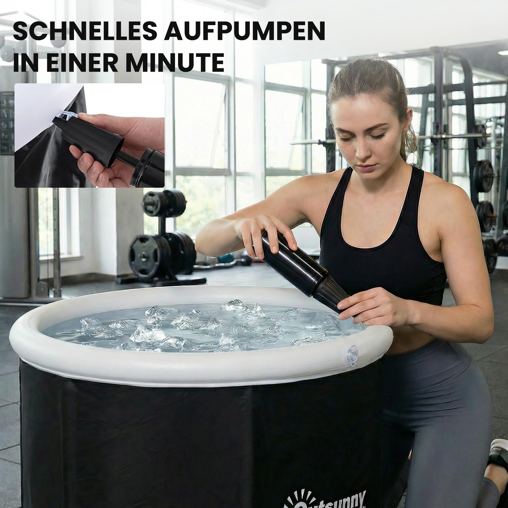 Outsunny Eisbad Ø78 cm Faltbare Eisbadewanne aufblasbare Eistonne 280L mit 3 Isolierschichten Abdeckung, tragbare Komplettset Erwachsene Mobiles Outdoor Eisbaden Tonne für Sportler Anfänger