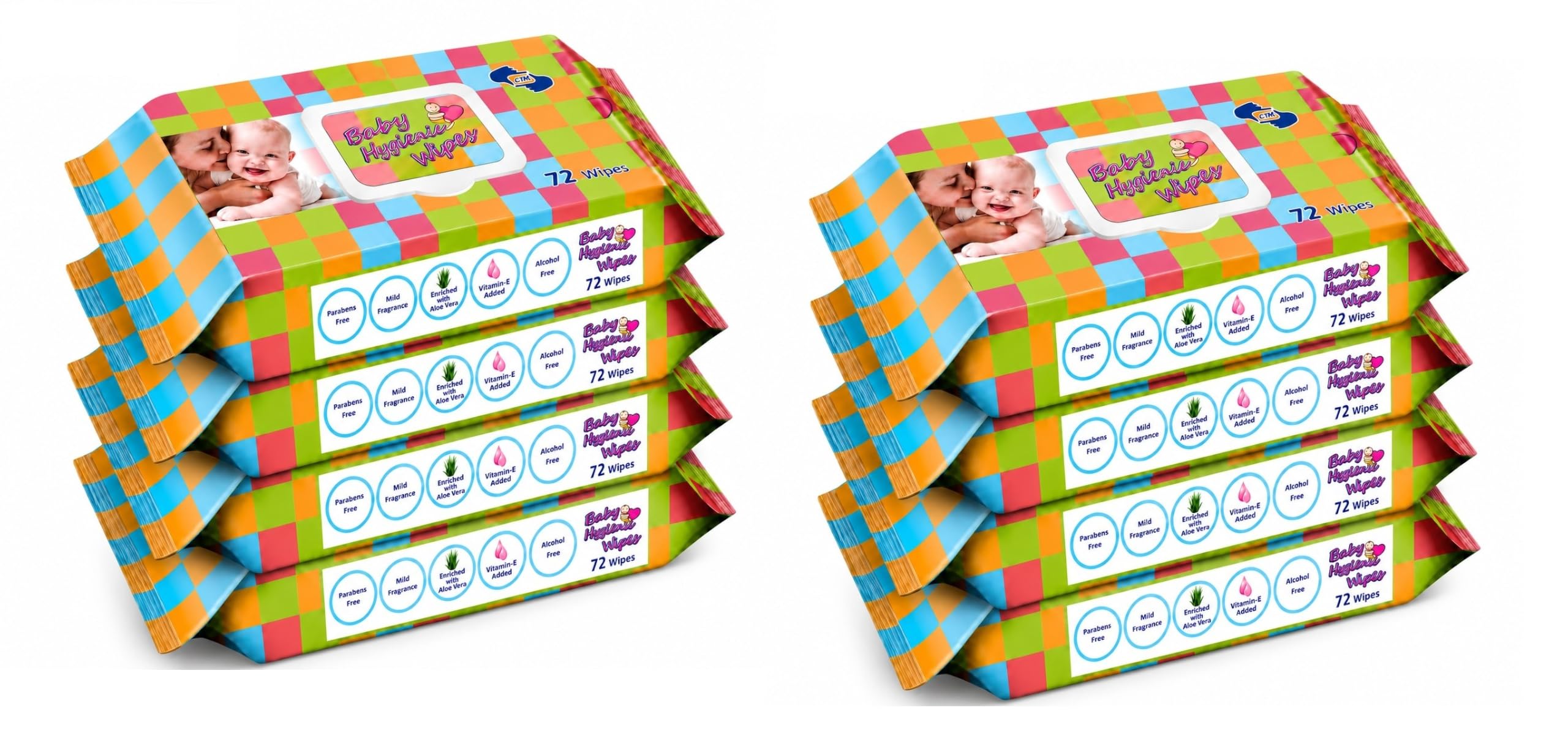 OM Baby Hygienic Wipes 72 Usable Sheet x Pack of 8 - 576 Wipes | Soft & Gentle Moisturizing Baby Wipes for Sensitive Skin | pH Balanced | Alcohol Free | Daily Cleaning for Hands, Face & Diaper Change-image-9
