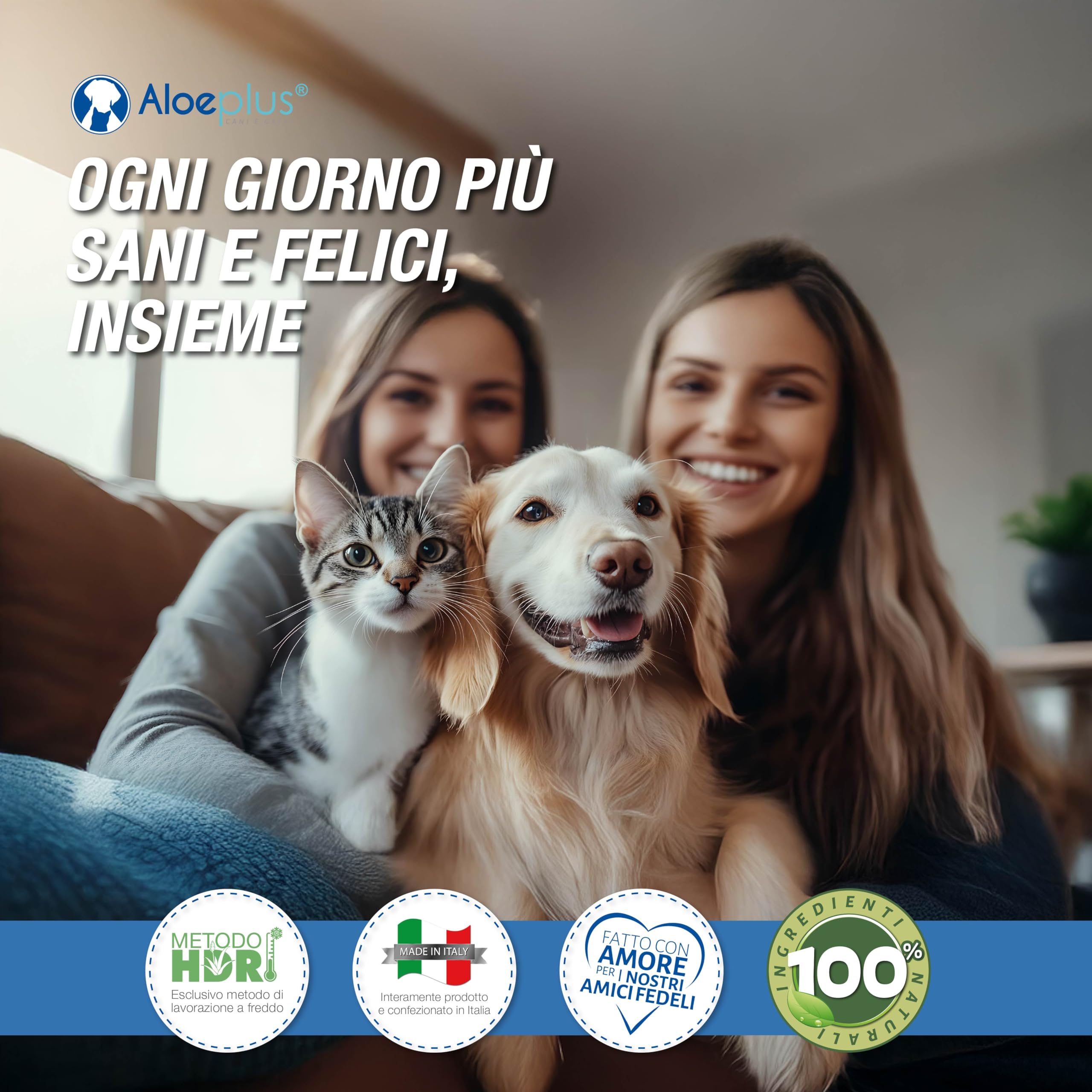 ALOEPLUS Gatti e Cani Capsule-Alimento Complementare Energetico, Disintossicante con Aloe Arborescens BIO, Rafforza le Naturali Difese di Gatti e Cani Anziani e Cuccioli, Contro inappetenza,60 capsule