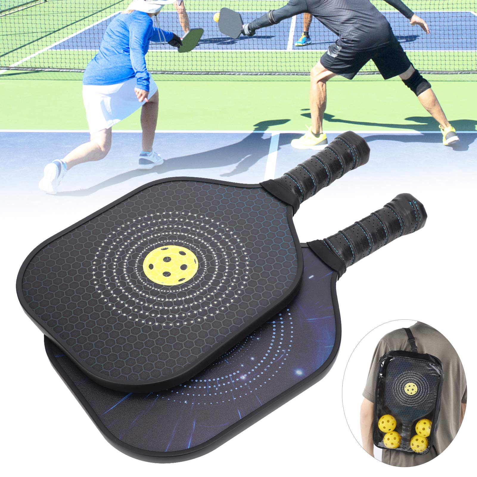 Keenso Pickleball Paddle 1Pair Portable Pickleball Paddle Racket Ball Training Attrezzatura Sportiva per Interni all'aperto con 4 Palline