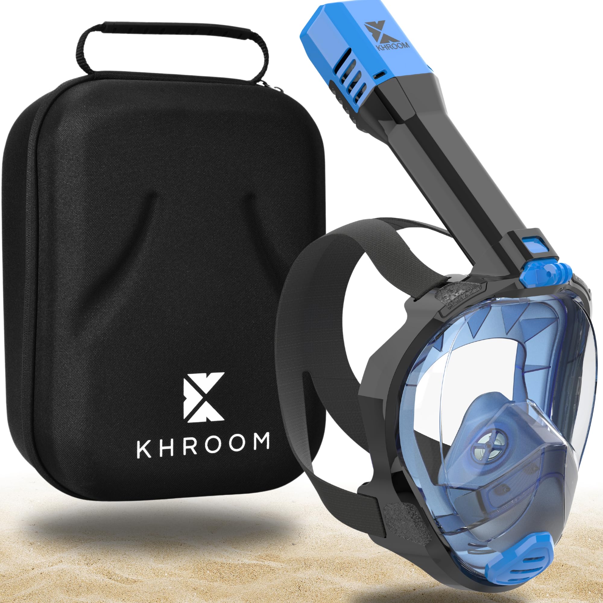 Khroom Full Face Snorkel Mask for Adults | Unique CO2 Safe Valve System | 3x Larger Snorkel for Easy Breathing | Premium Snorkel Gear/Scuba Mask for Adults