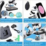 Compound Monocular Microscope, 40X-2000X Magnification, Dual LED Illumination, with 30 Prepared Slides & Phone Adapter, for Kids Students Adults Home School Lab