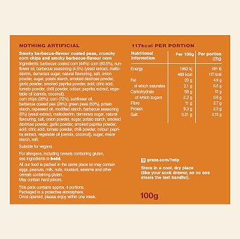 Graze - Marmite and BBQ Snacks - Healthy Alternative for Crisps, Mixed Nuts & Pretzels -Ideal if You Love Corn, Broad Beans and Corn Hoops Savoury Vegan Snack (8x100g pack)