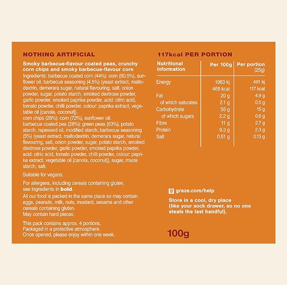 Graze - Marmite and BBQ Snacks - Healthy Alternative for Crisps, Mixed Nuts & Pretzels -Ideal if You Love Corn, Broad Beans and Corn Hoops Savoury Vegan Snack (8x100g pack)