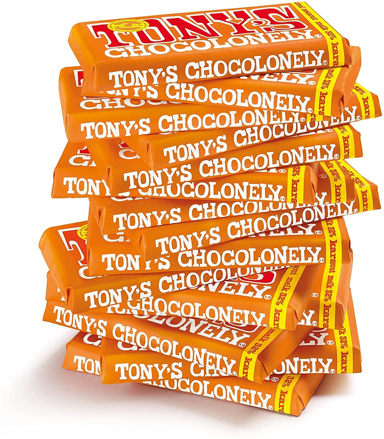 TONY'S CHOCOLONELY - Vollmilchschokolade mit Karamell & Meersalz 15x180 g. Fairtrade Schokolade mit Karamellstückchen & Meersalz. Ohne Palmöl, hergestellt in Belgien