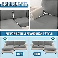 Vista 375 de H.VERSAILTEX 2025 New Sectional Couch Covers 8 Pieces Stretch Sofa Covers for Sectional Sofa Set Separate L Shaped Couch Cover for Both Left/Right