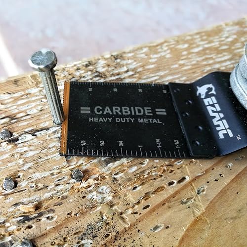 Miniatura 9 de EZARC Hojas de sierra oscilante de carburo, cuchillas multiherramienta de uso general, liberación rápida para metal, clavos, madera, yeso, paneles