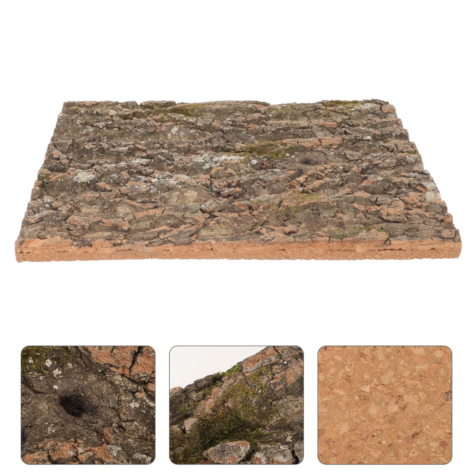 BESPORTBLE Cubierta de Corcho Natural para Ambientación de Terrarios, Plataforma Estable para Reptiles, Protección contra Humedad, Panel de Pared para Acuarios y Terrarios