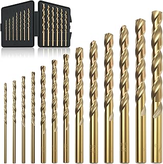 13Pcs Cobalt Drill Bit Set (1/16"-1/4"), M35 HSS, 135 Degree Tip, Twist Jobber Length for Hardened Metal, Stainless Steel, Cast Iron, Wood, and Plastics, with Index Storage Case