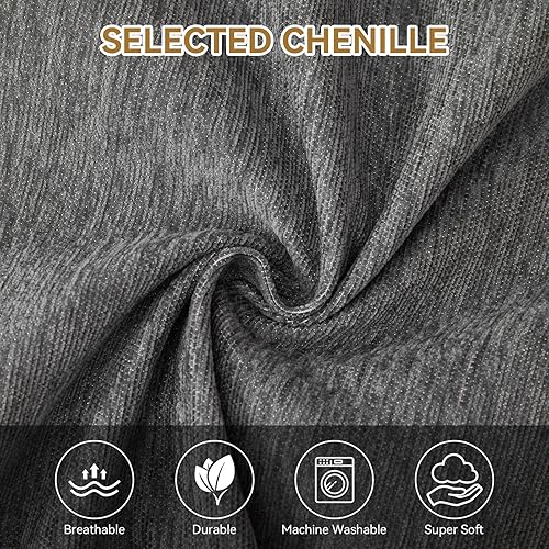 Miniatura 5 de Deep Dream Funda de felpilla para sofá modular, fundas de sofá para sofá de 3 cojines, funda de sofá para perros (XL, 71 x 118 pulgadas, gris oscuro)