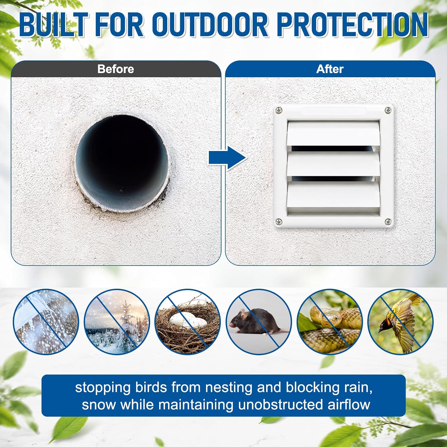 12 Pack Bulk Dryer Vent Cover 4 Inch White Louvered Outside Vent Hood