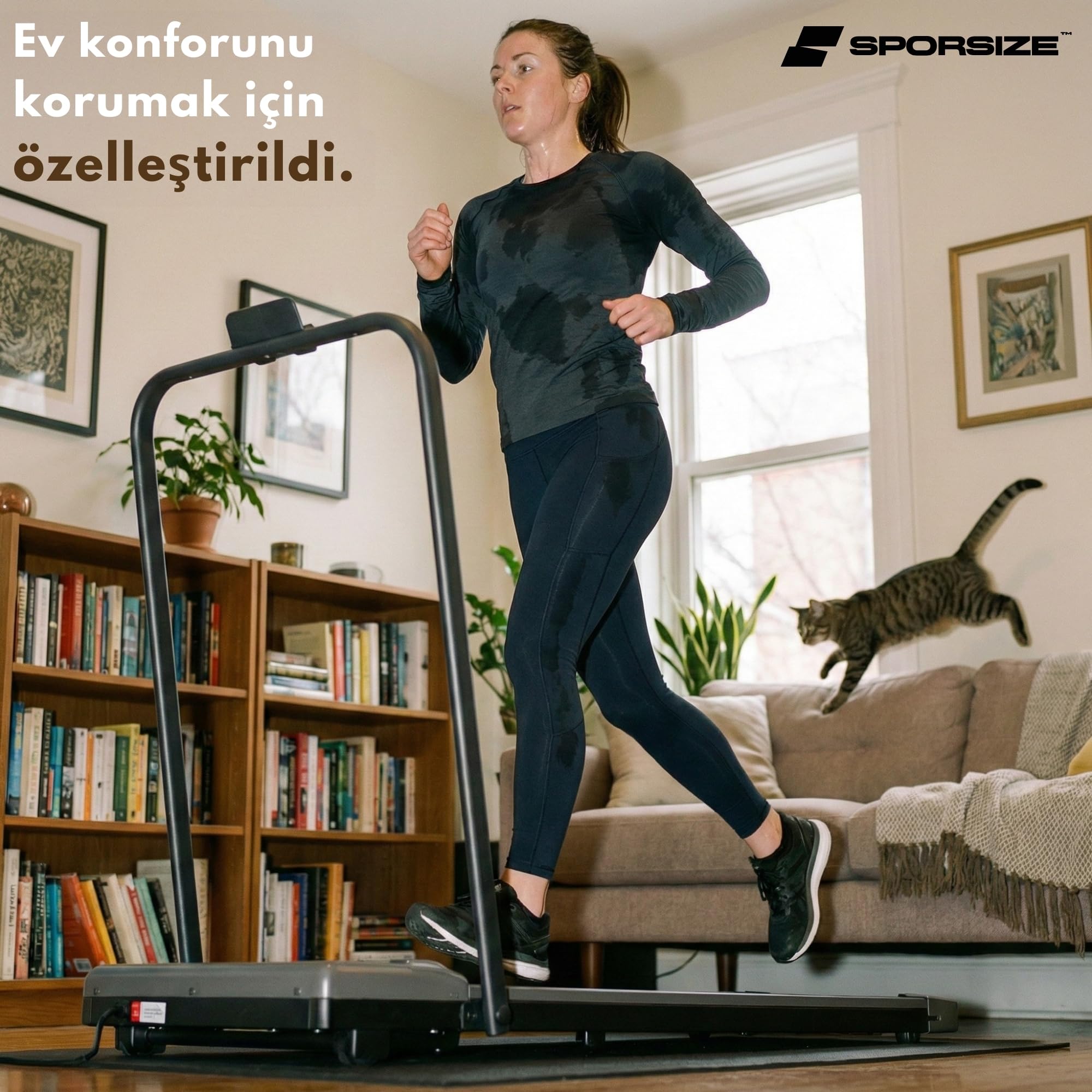 Sporsize 2 HP Katlanabilir Yürüyüş ve Koşu Bandı – Sessiz Motor, Uzaktan Kumanda, LED Ekran – Ev & Ofis Spor Aleti WalkingPad