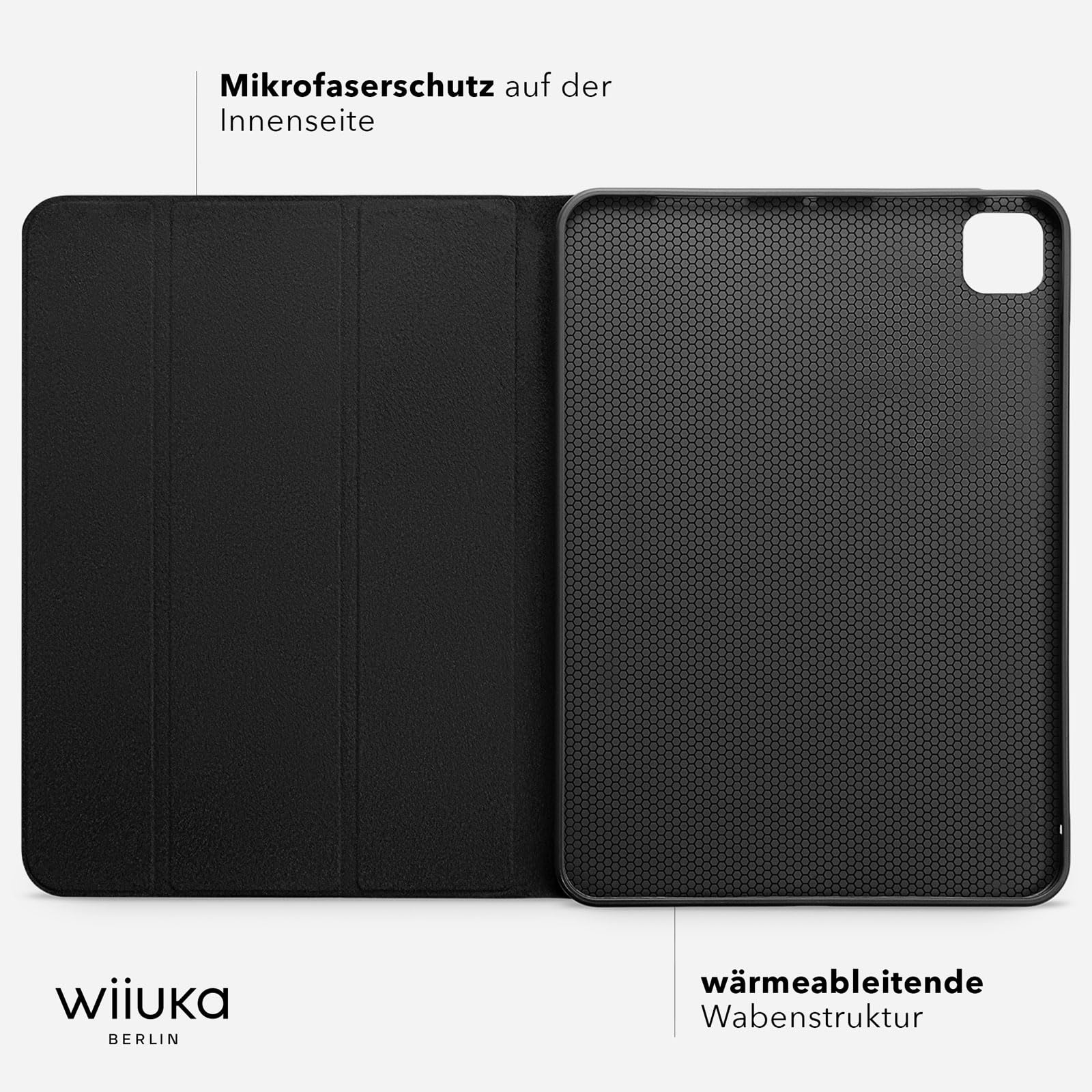 WIIUKA Etui do iPada Pro 13" (2025/2024) M5/M4, niemiecka skóra, etui skórzane, bardzo cienkie, Premium Smart Cover Case, czarne