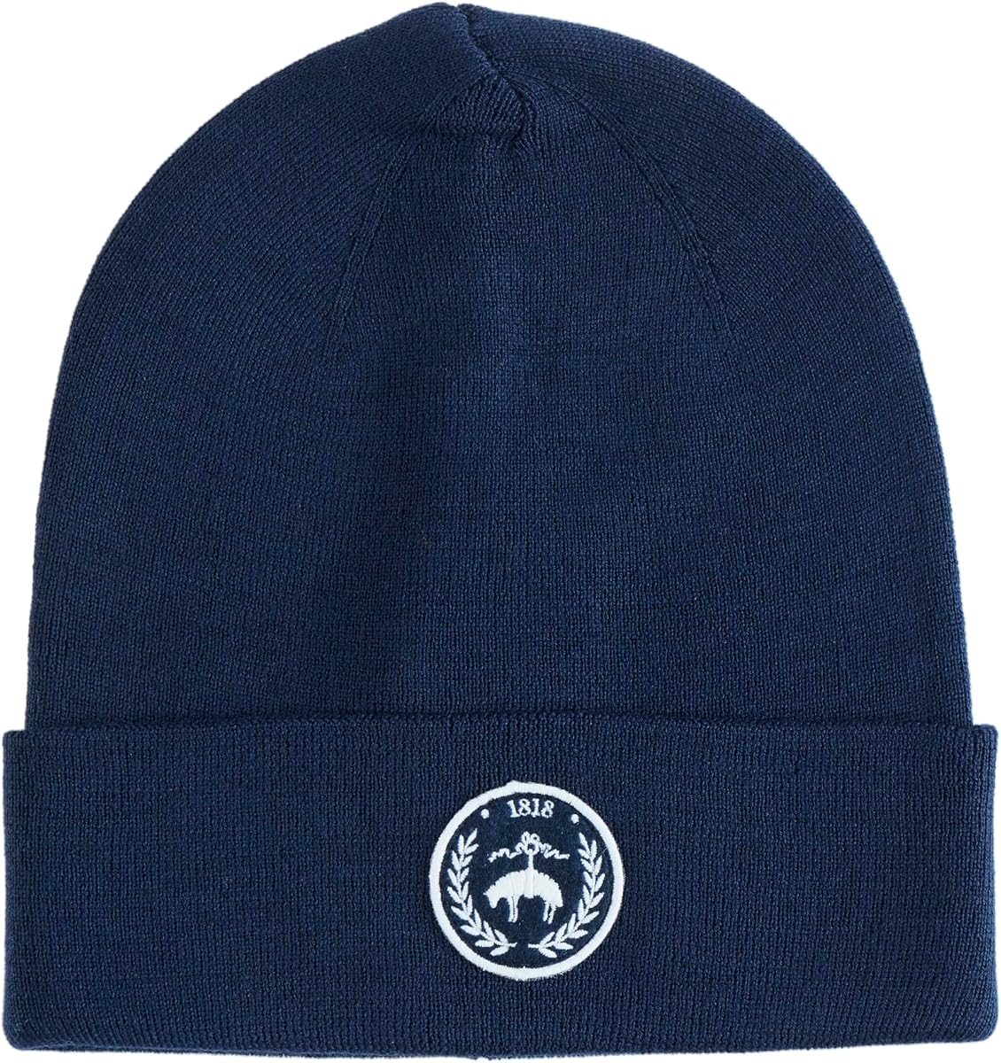 Brooks Brothers Men’s Double-Layer Merino Blend Knit Beanie with Logo Patch