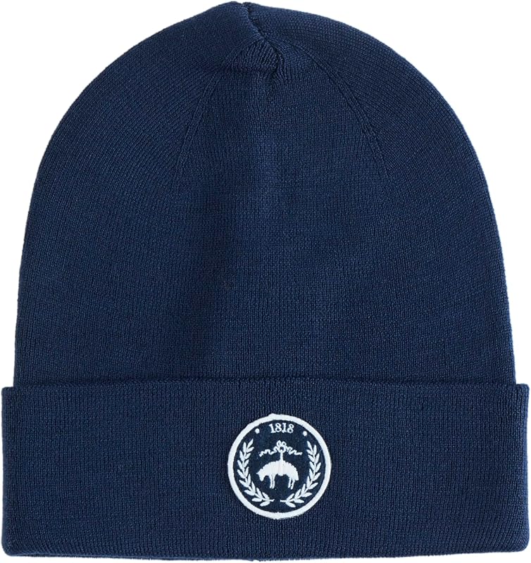 Brooks Brothers Men’s Double-Layer Merino Blend Knit Beanie with Logo Patch