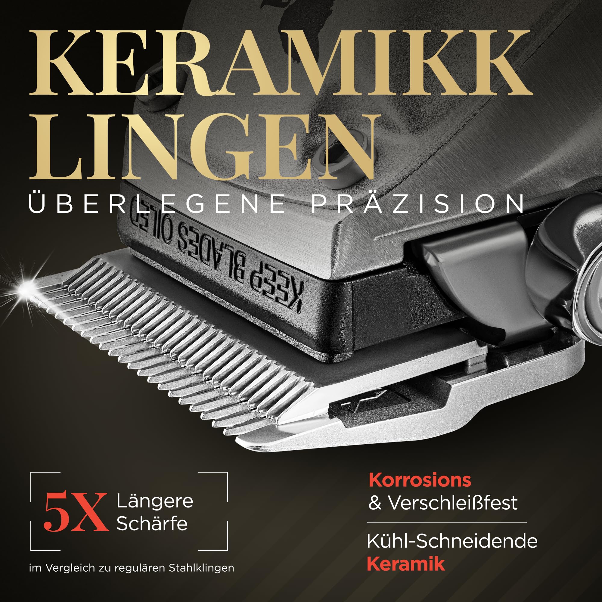 Fagaci Haarschneidemaschine Profi Herren, 2 Klingen Fade und Taper | Fade- und Taper-Klingen, Wechsel per Klick, Keramik oder DLC, kühler Betrieb, 3x Motorlebensdauer, 5x Klingenschärfe